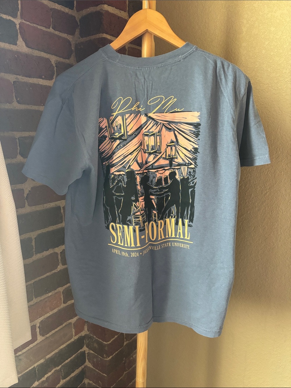 JSU Phi Mu Semi-Formal Graphic Short-Sleeve Shirt - Dusty Blue Size M